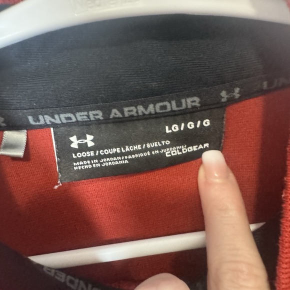 Under Armour Men's Red Mock Neck Pullover Loose Fit Fleece Long Sleeve Size Lg - Picture 3 of 6
